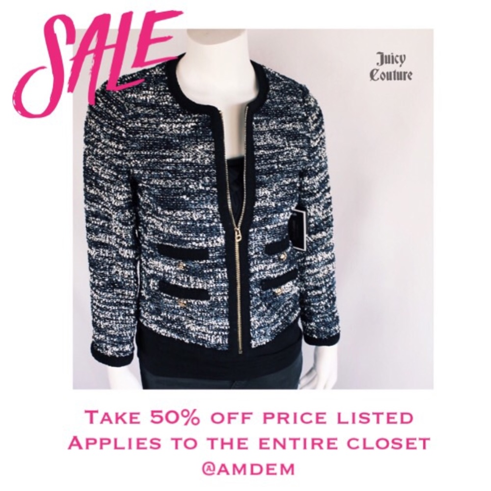 NWT (Sz 8) Juicy Couture Blue Clara Tweed Jacket